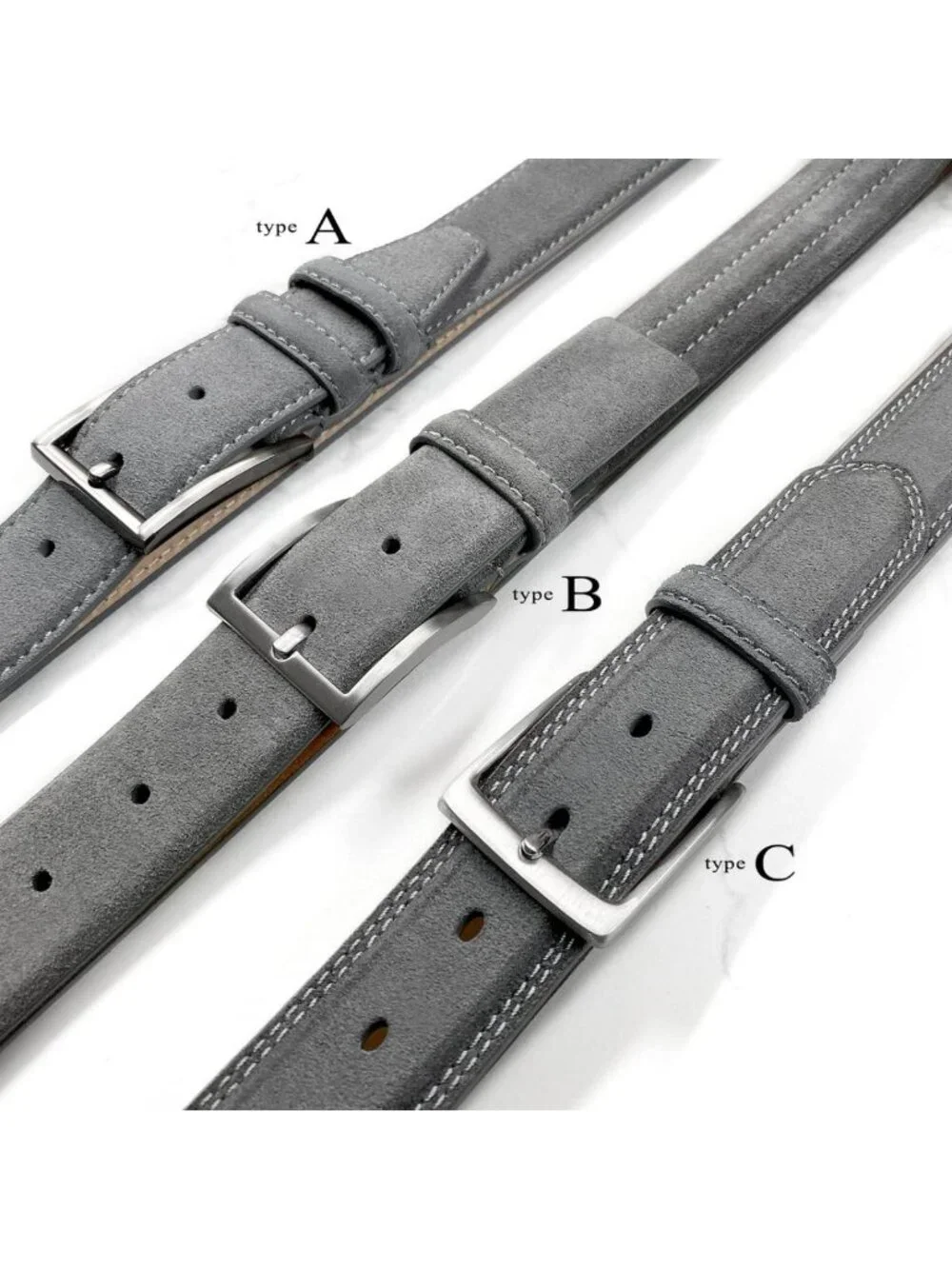 Suede Leather Men's Casual Dress Belt - 1-3/8